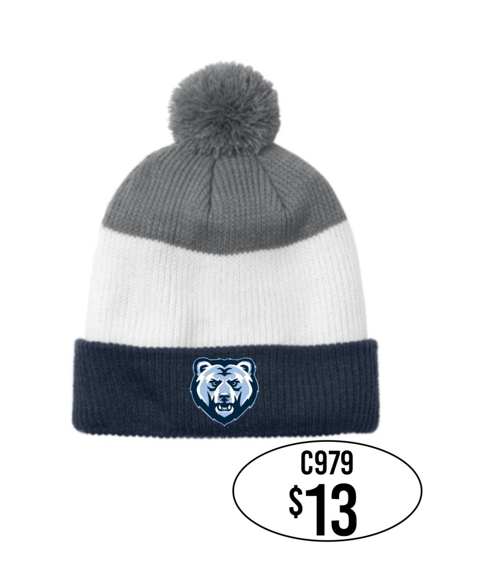 TFHS Port Authority® Cozy Striped Pom Beanie