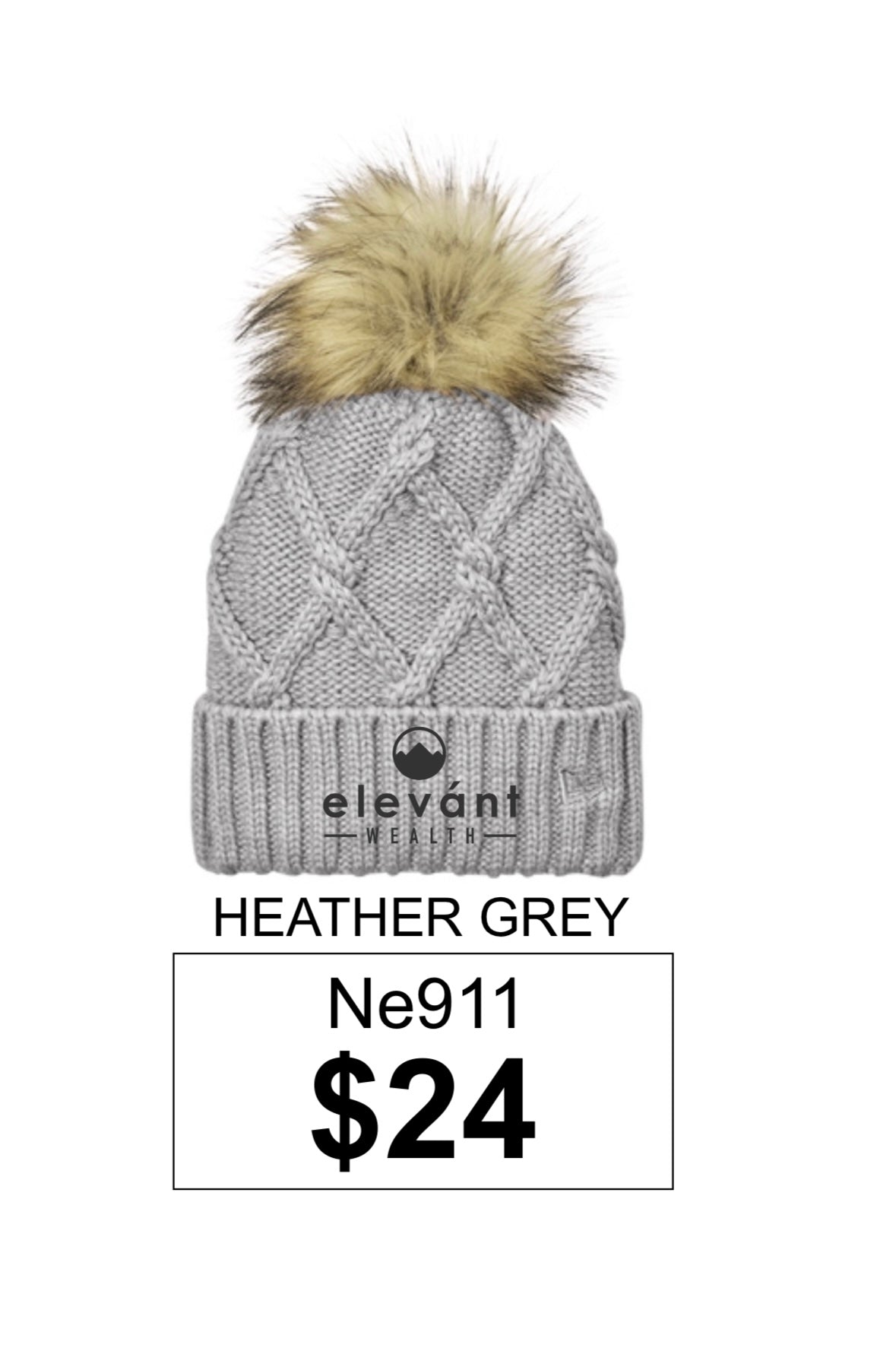 Elevant Wealth New Era® Faux Fur Pom Beanie in Heather Grey