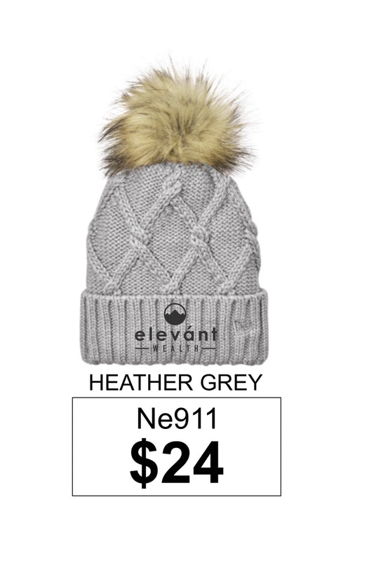 Elevant Wealth New Era® Faux Fur Pom Beanie in Heather Grey