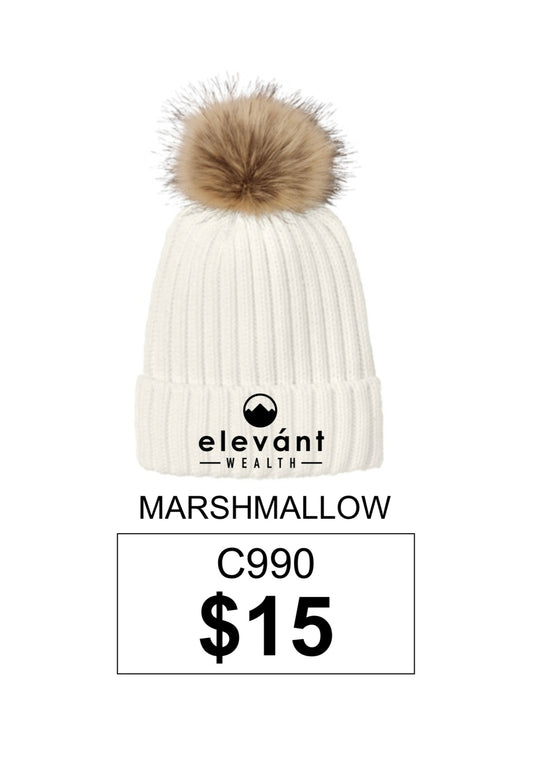 Elevant Wealth Port Authority® Faux Fur Pom Beanie in Marshmallow