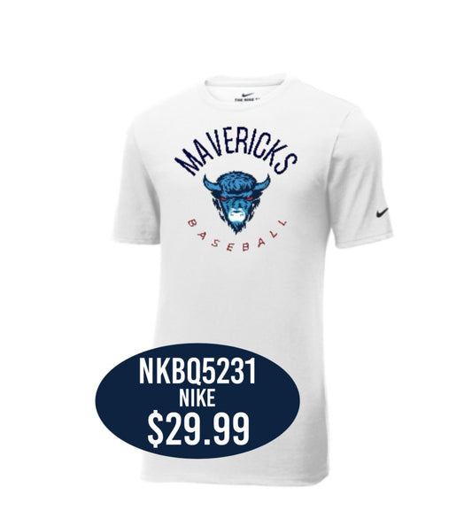 Mavericks White Nike Dri-FIT Cotton/Poly Tee