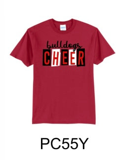 YOUTH Bulldog Cheer Red Port & Company® Youth Core Blend Tee