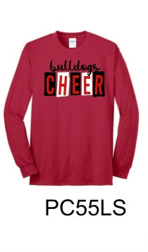 Bulldog Cheer Red Port & Company® Long Sleeve Core Blend Tee