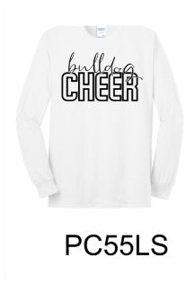 Bulldog Cheer White Port & Company® Long Sleeve Core Blend Tee