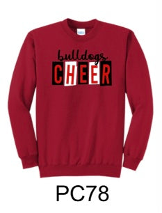 Bulldog Cheer Red Port & Company® Core Fleece Crewneck Sweatshirt