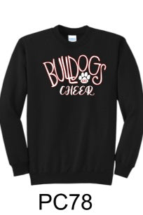 Bulldog Cheer Black Port & Company® Core Fleece Crewneck Sweatshirt
