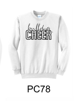 Bulldog Cheer White Port & Company® Core Fleece Crewneck Sweatshirt