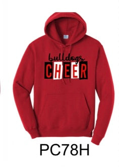 Bulldog Cheer Red Port & Company® Core Fleece Pullover Hooded Sweatshirt
