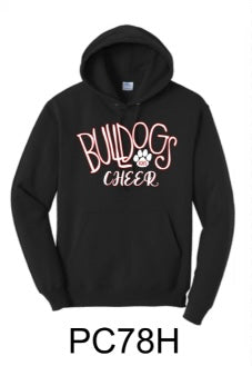 Bulldog Cheer Black Port & Company® Core Fleece Pullover Hooded Sweatshirt