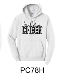 Bulldog Cheer White Port & Company® Core Fleece Pullover Hooded Sweatshirt