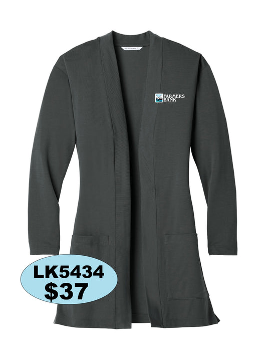 Farmers Bank Port Authority ® Women's Concept Long Pocket Cardigan in Grey Smoke