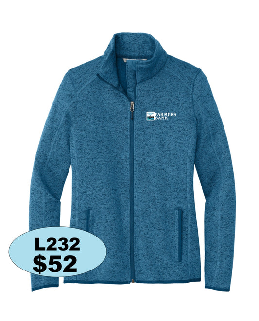 Farmers Bank Port Authority® Women's Sweater Fleece Jacket in Blue Heather