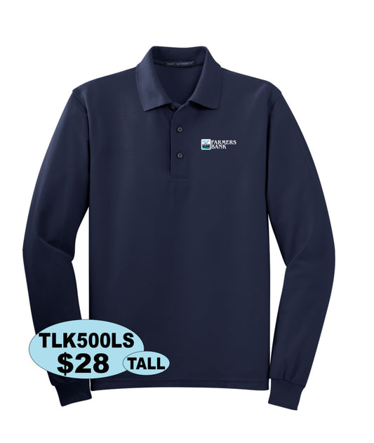 Farmers Bank Port Authority® TALL Silk Touch™ Long Sleeve Polo (TALL)