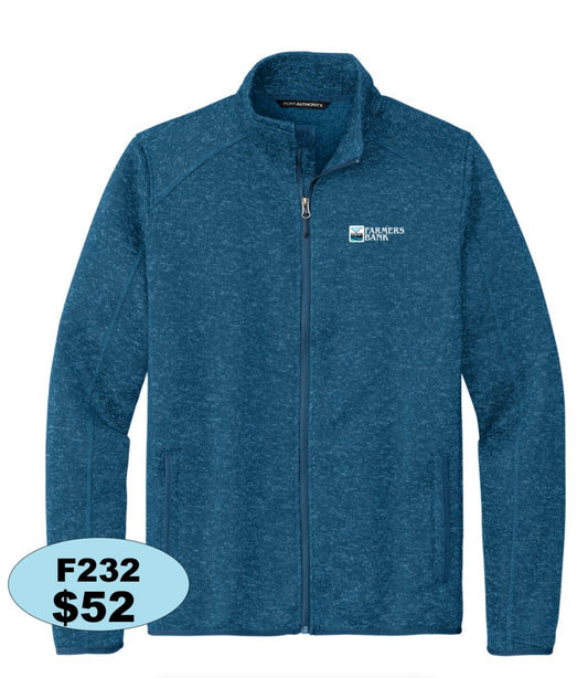Farmers Bank Port Authority® Sweater Fleece Jacket in Medium Blue Heather