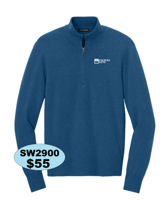 Farmers Bank Port Authority® Easy Care 1/4-Zip Sweater in Blue Heather