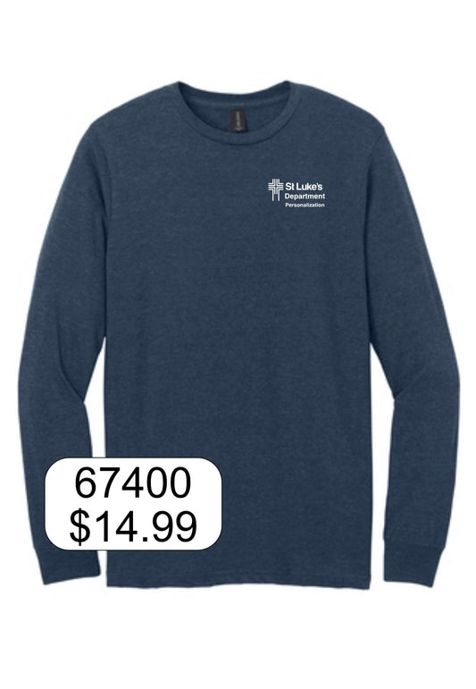 St Luke's Gildan Softstyle® CVC Long Sleeve Tee in Black/Navy Mist