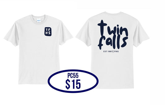 TFHS white short sleeve Tshirt - front & back design