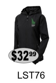 Sport-Tek® Ladies Colorblock Hooded Raglan Jacket- Black/White